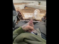 risky public masturbation on construction site
