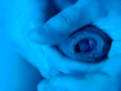 Cold sensual game with horny dick close-up