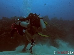 SCUBA Sex Quickie while on a deep dive exploring a coral reef