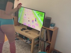 Sexy Player Having Fun in Virtual Game