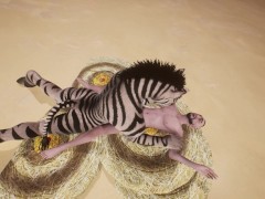 big tit fuck Zebra Furry Girl, cum in tits