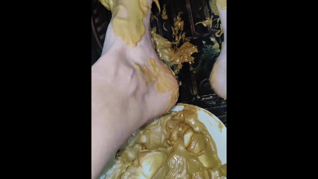 Smashing peanut butter in my Trucks pedals getting the stickiness all over  (front & back view)