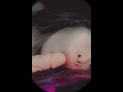 Sucking my 7 inches dildo