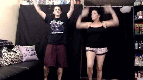 Lesbian Couple Exercising Aerobic Workout