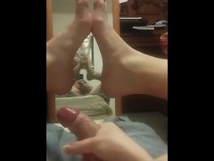 Slut showing feet while touching himself