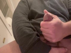 Bi-Curious Guy Fingers His Ass While Jerking His Girthy Cock Then Prematurely Blows Huge Load
