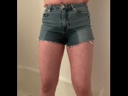 Preview 2 of Desperate piss in Jean shorts