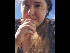 Grabbing a quick hit outside!