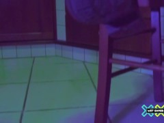 Masturbating at the bar table during a sex party