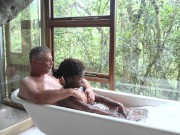 Preview 1 of Romantic bath in the jungle after a night of hard partying