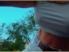 Wifey flashes her tits on the bike