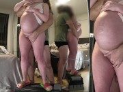 9th month big belly standing fuck with horny GF