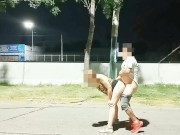 Preview 2 of flashing upskirt no panties sex in the street voyeur