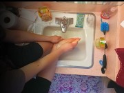 Preview 4 of 18 year old washing feet in sink