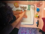 Preview 5 of 18 year old washing feet in sink