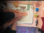 Preview 6 of 18 year old washing feet in sink