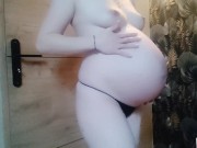 Preview 1 of I PUT CREAM ON MY BIG BELLY OF AN 8 MONTHS PREGNANT WOMAN