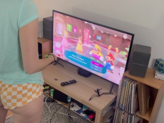 Having Fun in a Virtual Game in Tight Shorts