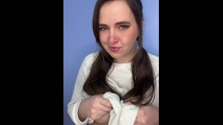 Girl in pyjamas flashes boobs