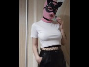 Preview 5 of smoking girl in a pink balaclava and a cat mask