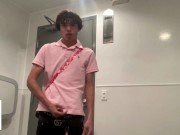 Preview 1 of Gay American Teen Model Masturbates Inside Mcdonalds Public Restroom!