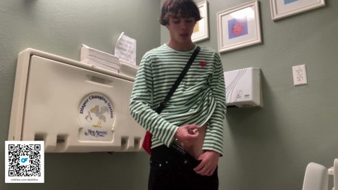 Gay Teen Model Masturbates Inside Dentist Public Restroom!