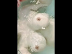 GORGEOUS MILKY WHITE HUGE TITS SLOSHING AROUND IN BATH WATER