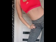 Preview 3 of Homemade fucking in leggings | Busty girl trains her pussy