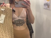 Preview 4 of Dirty bitch tries on see-through clothes without a bra