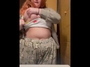 Preview 1 of Chubby redhead strips in public bathroom