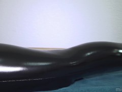 Love leather leggings? So watch how sexy girl teases you