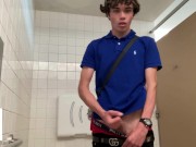 Preview 3 of Gay Teen Model Masturbates Inside colleges Public Restroom! *Almost Got Caught*