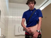 Preview 4 of Gay Teen Model Masturbates Inside colleges Public Restroom! *Almost Got Caught*