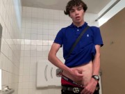 Preview 5 of Gay Teen Model Masturbates Inside colleges Public Restroom! *Almost Got Caught*