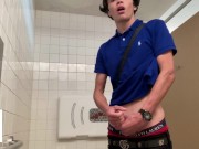 Preview 6 of Gay Teen Model Masturbates Inside colleges Public Restroom! *Almost Got Caught*