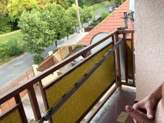 Risky Jerk off on Balcony, Caught