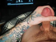 Preview 4 of Moaning Vocal Hot Tattooed White Male Solo Cumshot ASMR