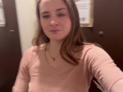 Shining her tits in the locker room