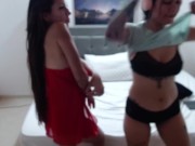 Preview 5 of my friend and I are dancing in our room and she starts to undress