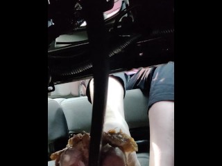 Pedal Stomping Raw Eggs and Twinkies Barefoot in my Truck (front & back View)