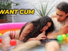 SEX BETWEEN STEPBROTHERS IN THE POOL - what a delicious cock you have STEPBROTHER
