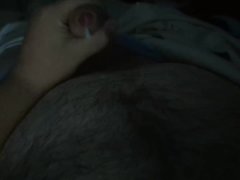 Cumming on my belly in the dark trying not to wake my partner up