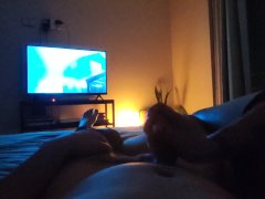 POV my girlfriend gives me a handjob before going to bed