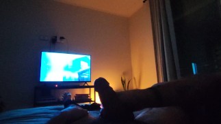POV my girlfriend gives me a handjob before going to bed