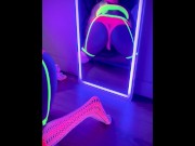 Preview 5 of Blacklight after party anal sissy tease in neon fishnet lingerie. I’m a submissive little slut.