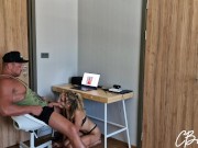 Preview 1 of My girlfriend gave me a surprise by blowing me under the table and spreading her ass for my big dick