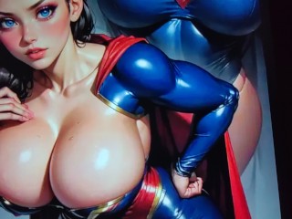 Superman girl version sexy gorgeous big boobs JIZZ TRIBUTE