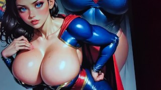 Superman meisje versie sexy prachtige grote borsten JIZZ TRIBUTE