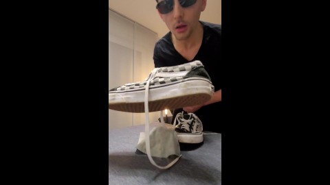 German Twink licks and fucks his Vans Sneakers, cums and licks the sperm from shoes