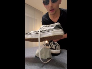 German Twink Licks and Fucks his Vans Sneakers, Cums and Licks the Sperm from Shoes